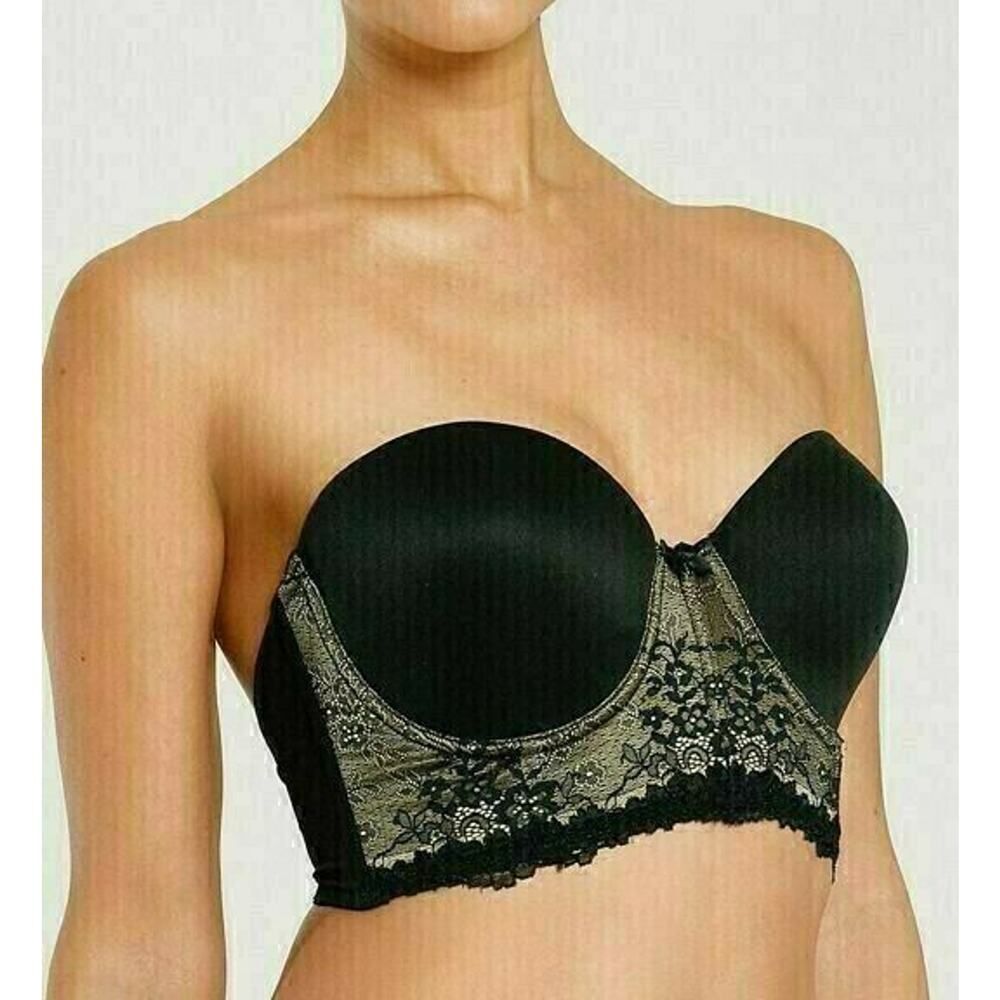 $80 Va Bien Marquise Ultra-Lift Strapless 2527 Basque Longline Bra Low Back 36D